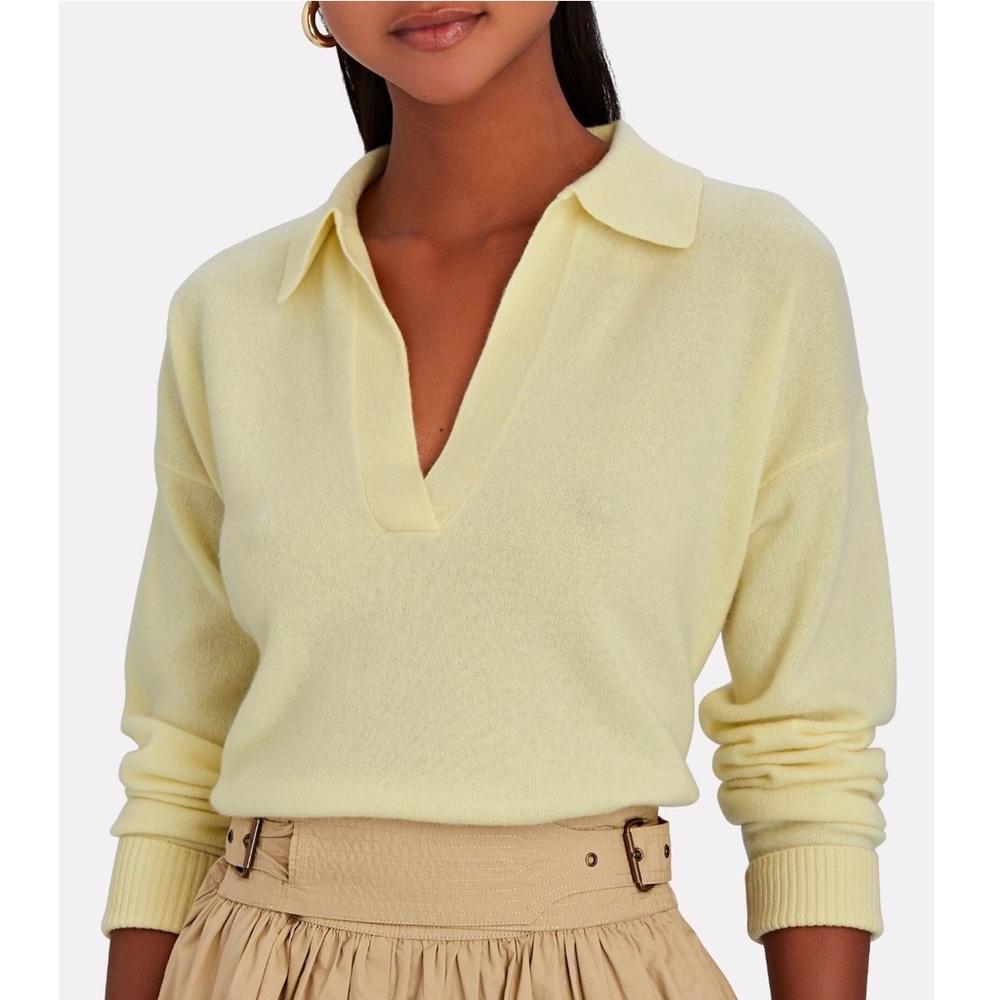 INTERMIX Hillary Cashmere Polo Sweater in Yellow